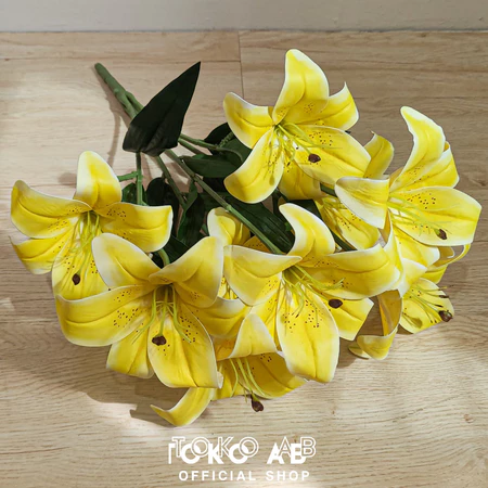 TANAMAN BUNGA ARTIFICIAL LILY LATEX 5CK9 B8233 BUNGA PLASTIK HIAS DEKORASI WEDDING HOME DEKOR