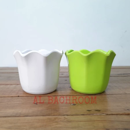 P041 Pot Melamin Bulat Gelombang Y101 Pot Bunga Hias Vas Bunga Plastik