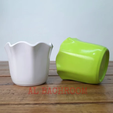 P041 Pot Melamin Bulat Gelombang Y101 Pot Bunga Hias Vas Bunga Plastik