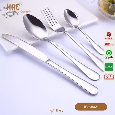 [siggi] HAE Peralatan Makan Korea 1 Set / Aesthetic Cutlery Set / Sendok Garpu Sendok Teh Pisau Set Bahan Stainless Steel