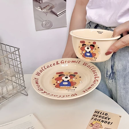 [siggi] WALLACE & GROMIT Aesthetic Cute Plate Glass Bowl