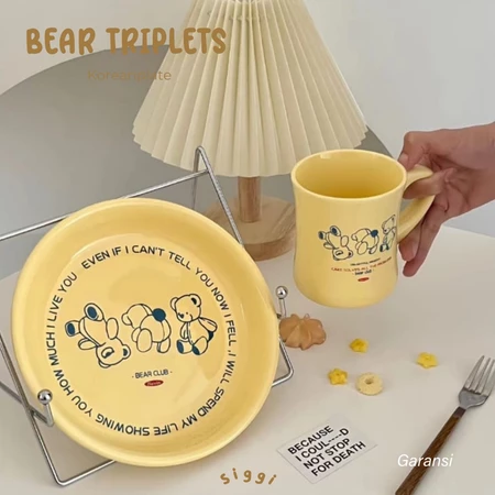 [siggi] BEAR TRIPLETS Korean Aesthetic Plate / Piring Korea Aesthetic