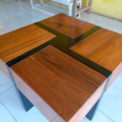 meja ruang tamu 4slide laci /coffe table kayu jati modern minimalis