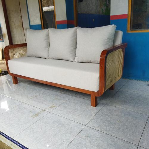 sofa davino/sofa keluarga/sofa ruangtamu kombinasi rotan alami kayu jati modern minimalis