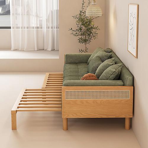 sofa bed /sofa tarikan dealova kayu jati kombinasi rotan modern minimalis 3 2 seater