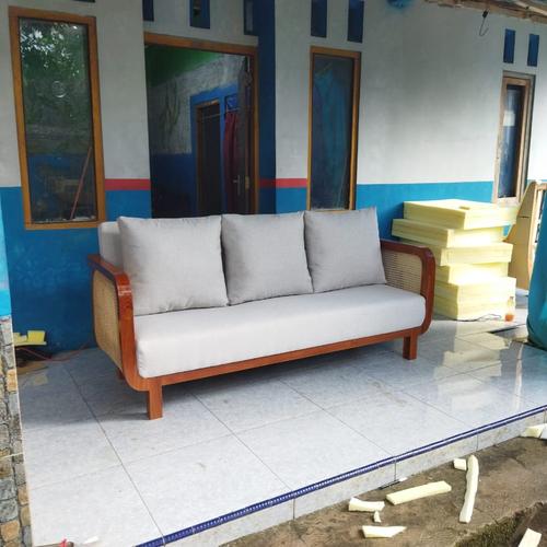 sofa davino/sofa keluarga/sofa ruangtamu kombinasi rotan alami kayu jati modern minimalis
