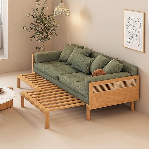 sofa bed /sofa tarikan dealova kayu jati kombinasi rotan modern minimalis 3 2 seater