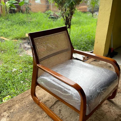 sofa single longue chair varian kombinasi rotan alami kayu jati