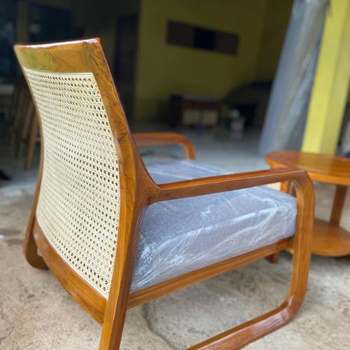 sofa single longue chair varian kombinasi rotan alami kayu jati