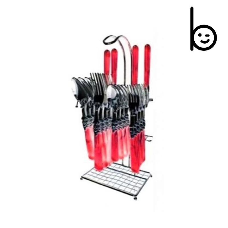 Oxone Sendok Makan Set 20 pcs with Chrome Stand OX9500 / Stainless