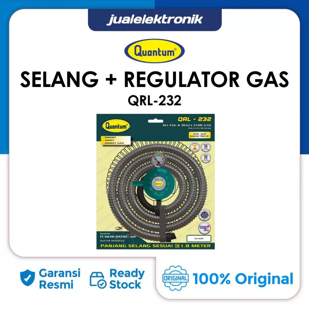 Quantum QRL-232 QRL232– Regulator Besar + Selang Meter Tekanan Rendah
