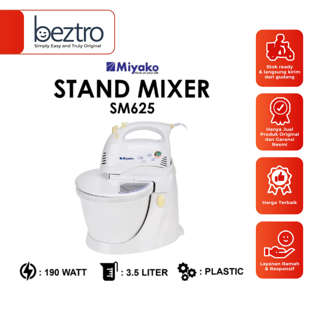 Miyako Stand Mixer – SM625 Pengaduk Pengocok Adonan Kue Roti SM-625