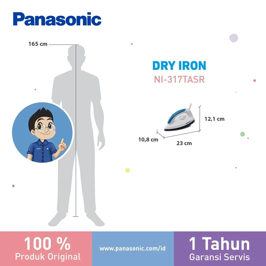 Panasonic Dry Iron NI-317TASR – Setrika 300 Watt Iron Non Stick Garansi Original NI317TASR