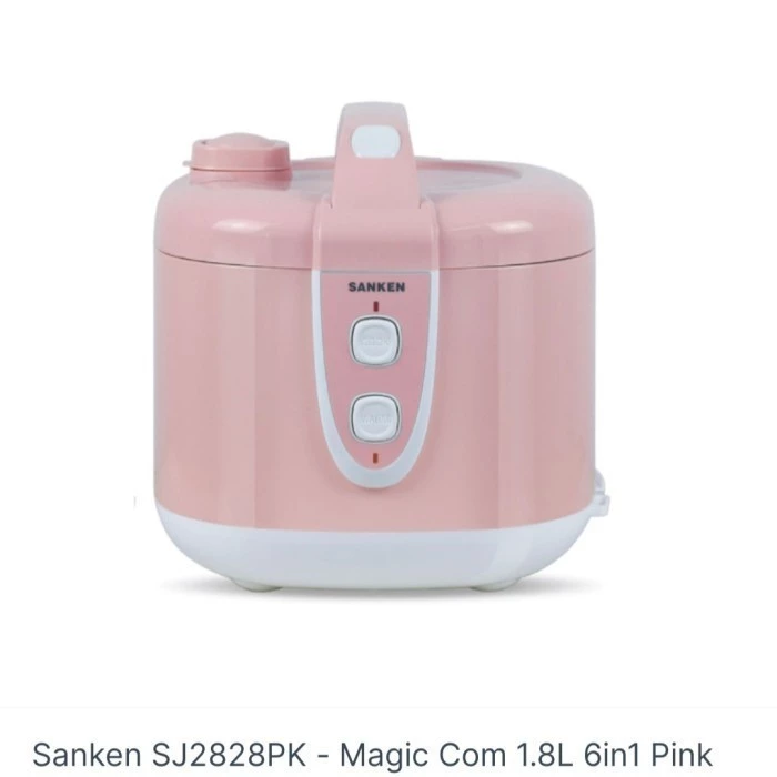 Rice Cooker Sanken SJ-2828PK Panci Sehat Stainless Steel 1.8 Liter Warna Pink Pastel SJ2828PK