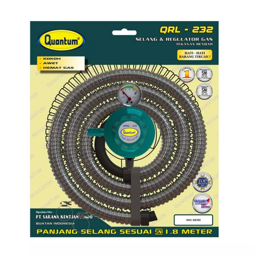Quantum QRL-232 QRL232– Regulator Besar + Selang Meter Tekanan Rendah