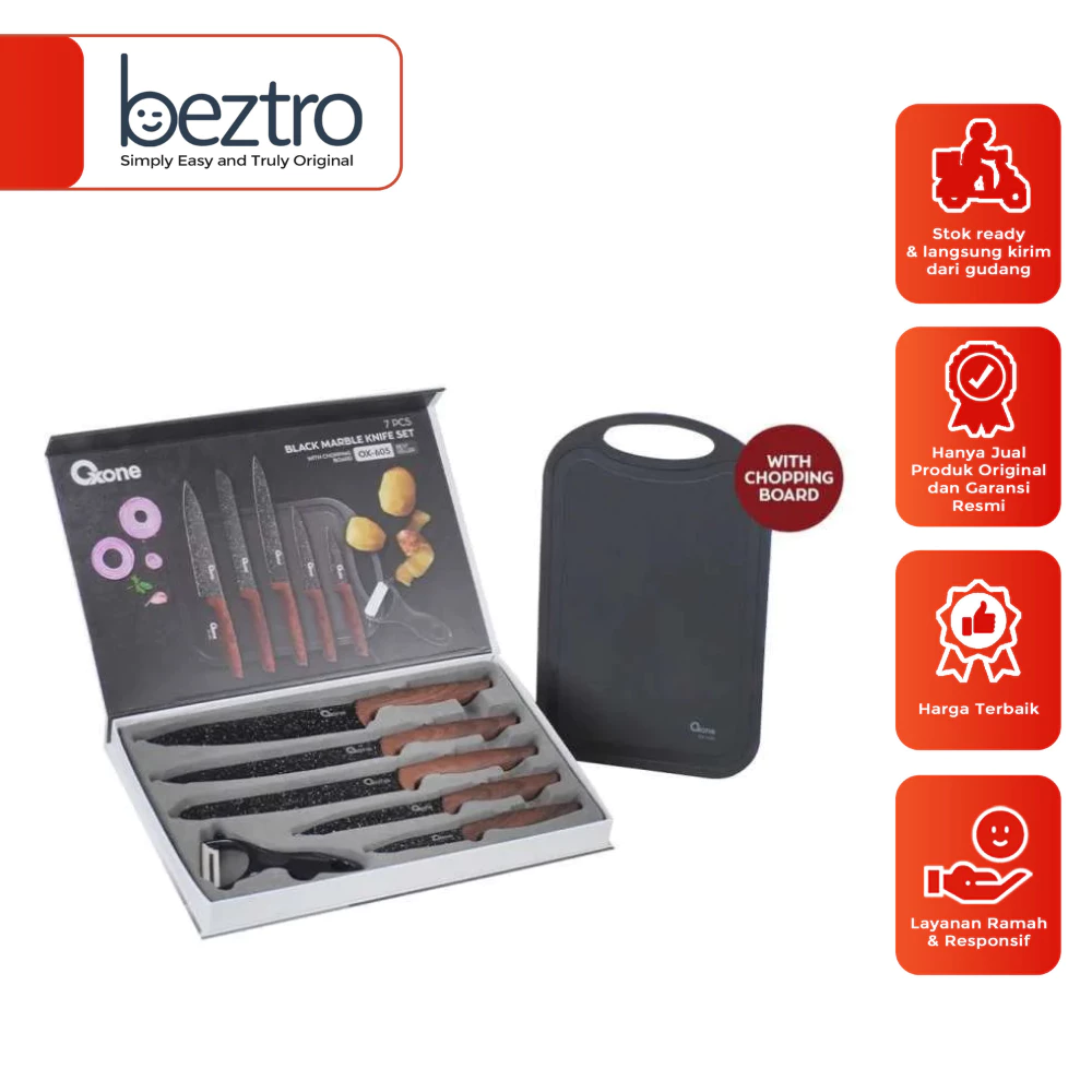 Oxone OX-605 T – Black Alumunium Knife Pisau Set + Talenan OX605 T