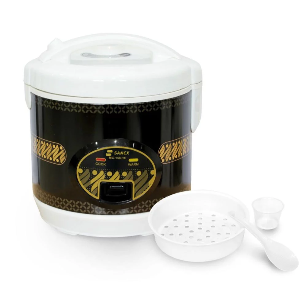 Sanex MC-158 HE MC158HE – Rice Cooker 2in1 1 Liter 350 Watt Hitam Magic Com Terbaru