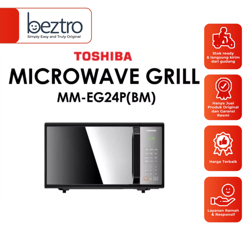 Toshiba Microwave MM-EG24P(BM) MMEG24PBM – Pemanas Grill 23 Liter 800 Watt 10 Power Level