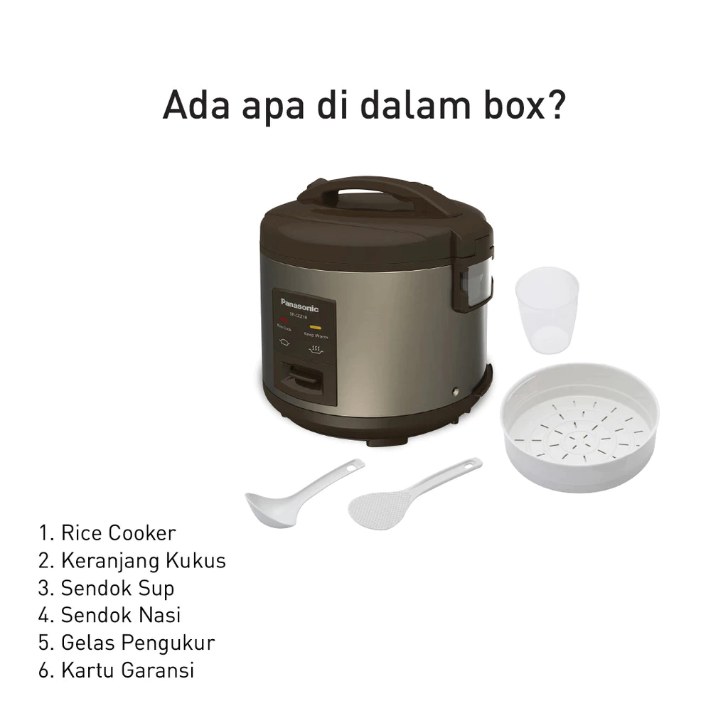 Panasonic Rice Cooker 3in1 SR-CEZ18DBR – Magic Com 1.8 Liter Deep Brown Rice Cooker SR-CEZ18DBR