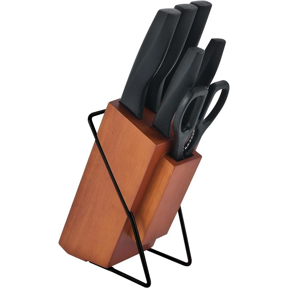 Oxone Pisau Set Premium Ox983 6 Pcs Knife Set With Rubber Wood Block Wooden Pisau Set