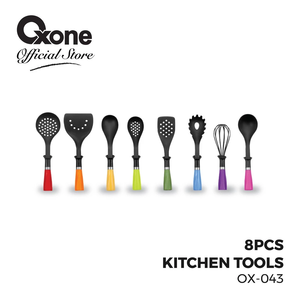 Oxone OX043 Rainbow 8 Pcs Kitchen Tools/Spatula Set/Food Grade/Nylon/Tahan Panas