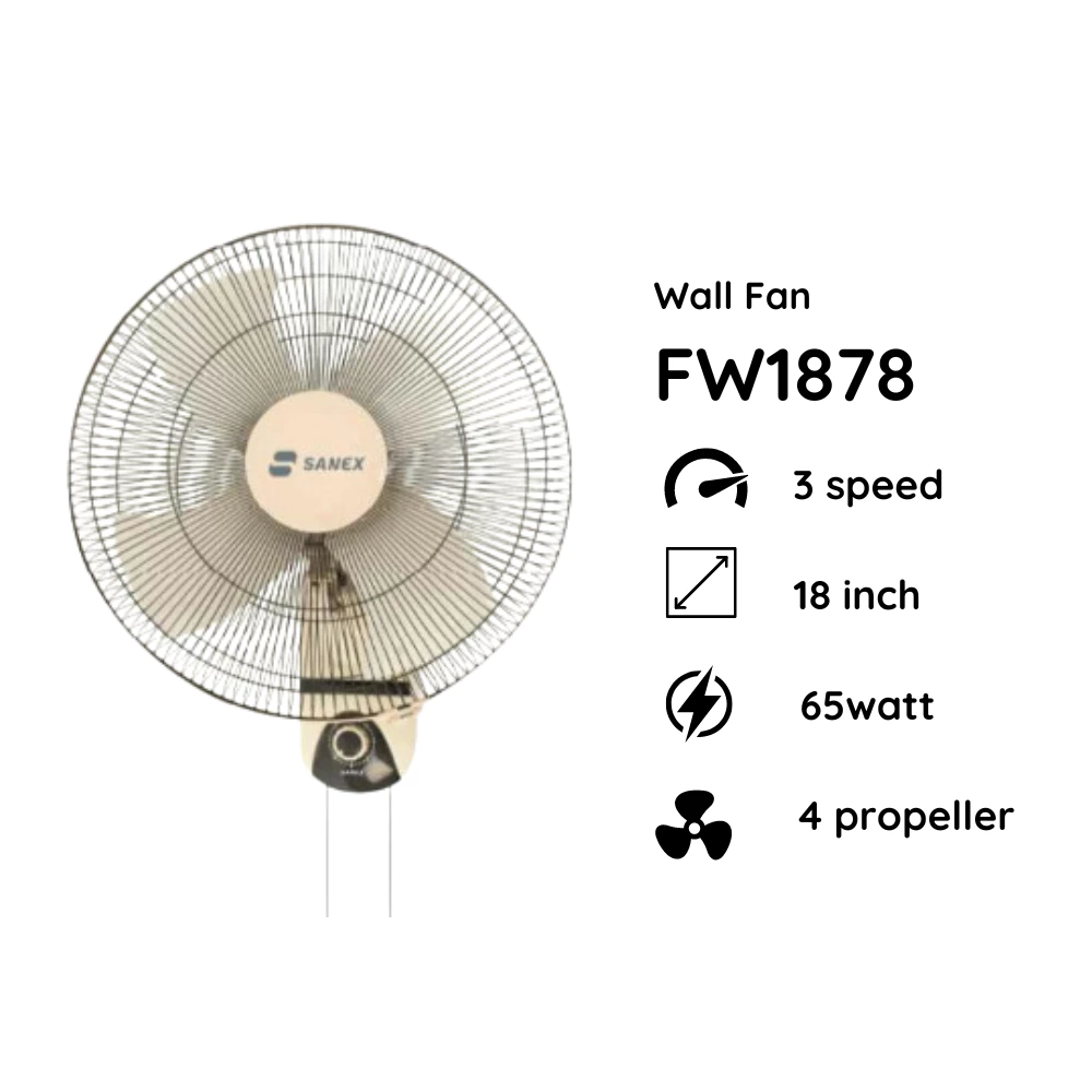 SANEX FW1878 FW-1878 Wall Fan Kipas Angin 18 inchi 65 Watt