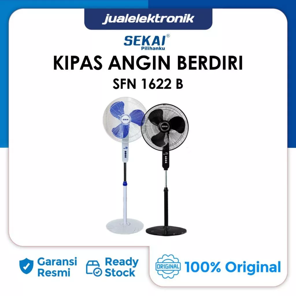 Sekai SFN1622B – Stand Fan Kipas Angin Berdiri 16 inch 50 Watt - Kaki Bulat Taifun Series SFN 1622 B