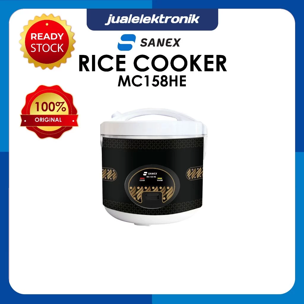 Sanex MC-158 HE MC158HE – Rice Cooker 2in1 1 Liter 350 Watt Hitam Magic Com Terbaru