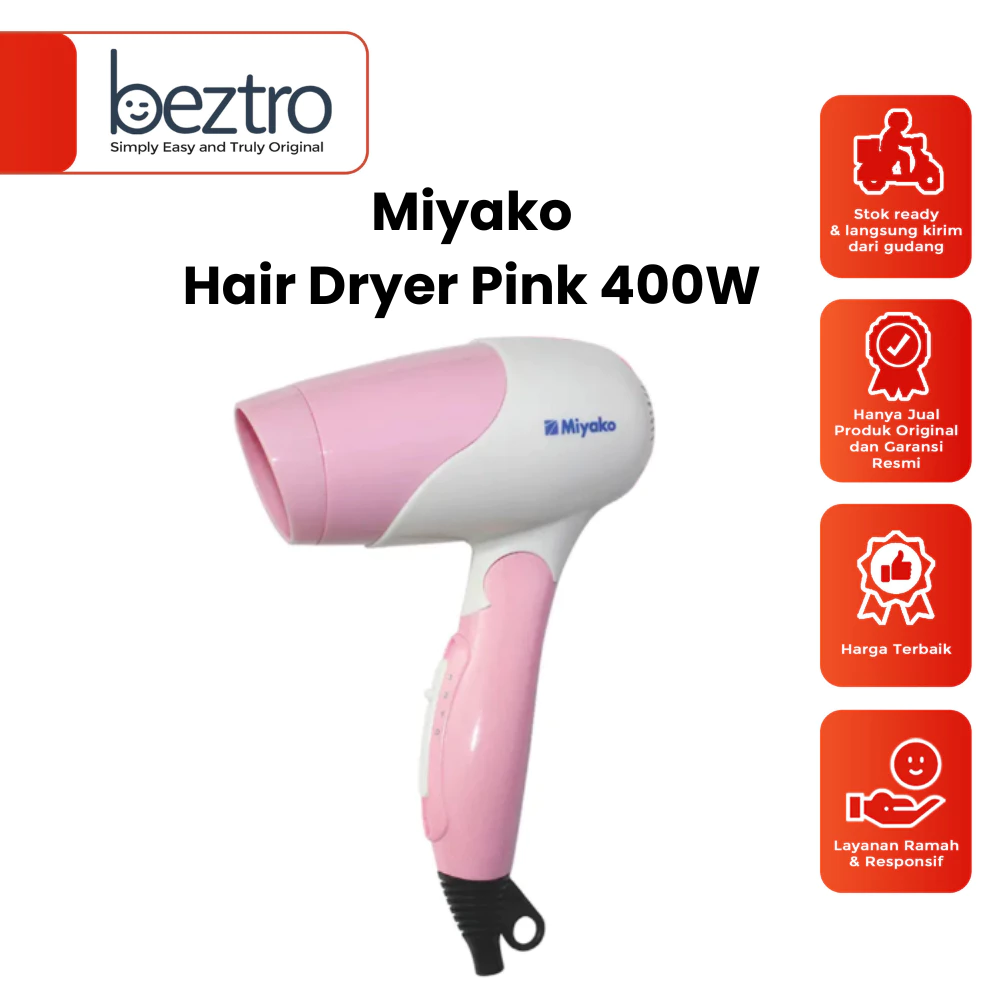Miyako Hair Dryer HD-402-P Pengering Rambut 400 Watt Pink HD402P