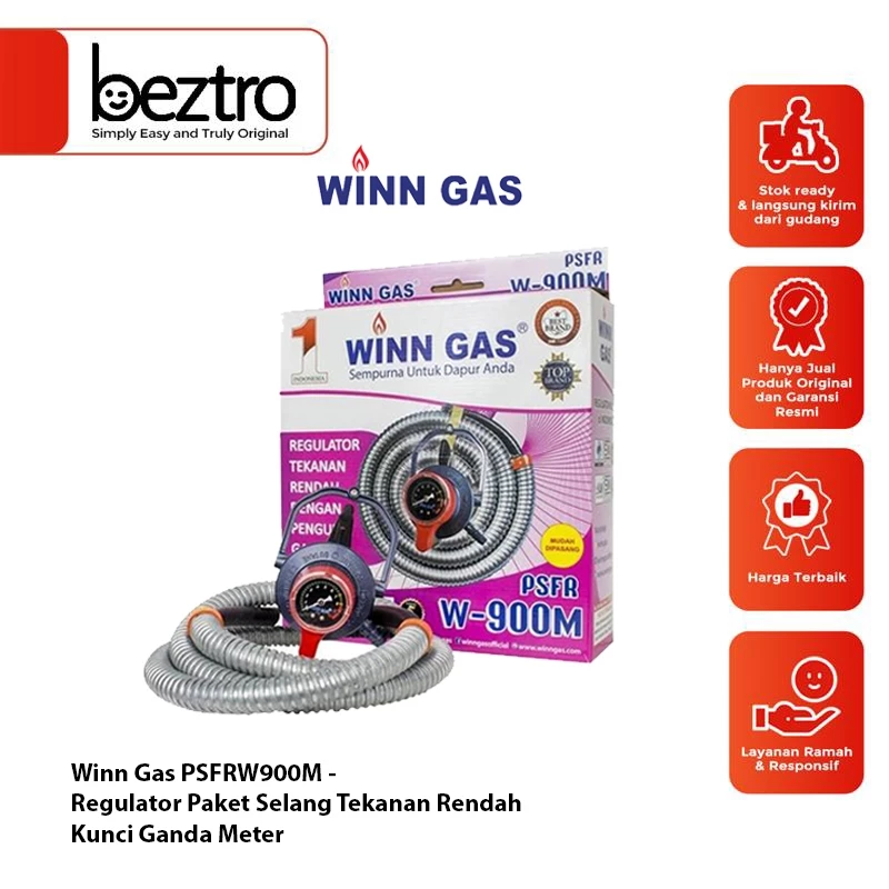 WINN GAS Selang Paket Regulator Meter Double Safety Lock PSFRW900M