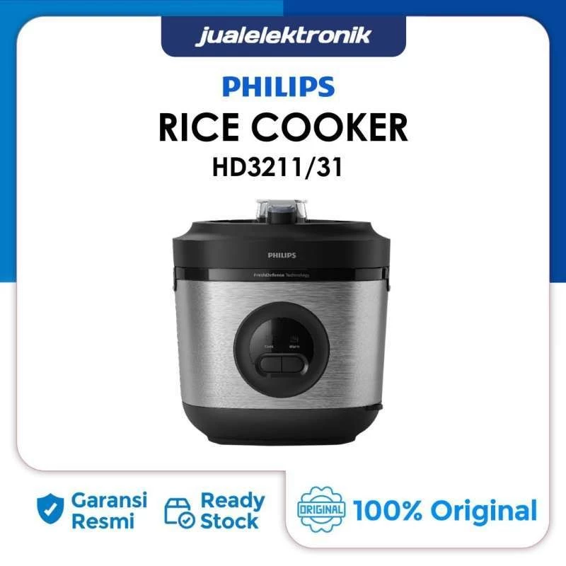 Philips Rice Cooker HD3211 HD 3211 HD3211/31- Magic Com 1.8 Liter Stainless Steel Silver Bakuhanseki