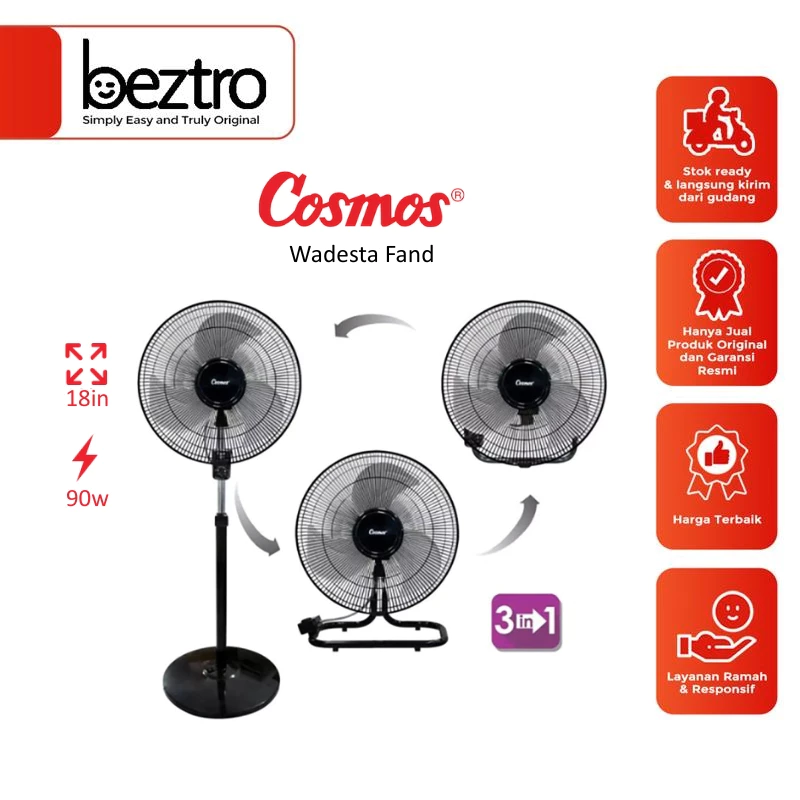 Kipas Angin Besi Cosmos SIF-1804-SN Wadesta Besi 18 Inch 3in1 Wall Desk Stand Fan SIF1804SN