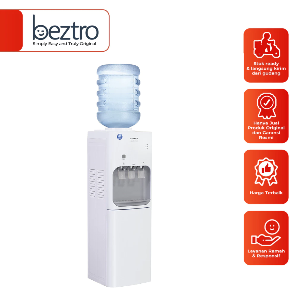 Sanken Dispenser Galon HWE-K20 - Dispenser Galon Atas (Hot, Normal, Cold) HWEK20 Warna Putih