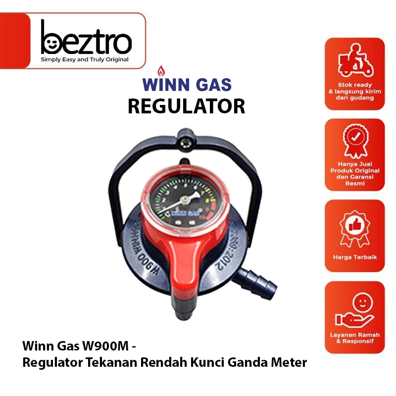 Winn Gas W900M / W-900-M Meter – Regulator Pengunci Ganda Meter Regulator Gas Double Lock Top Safety
