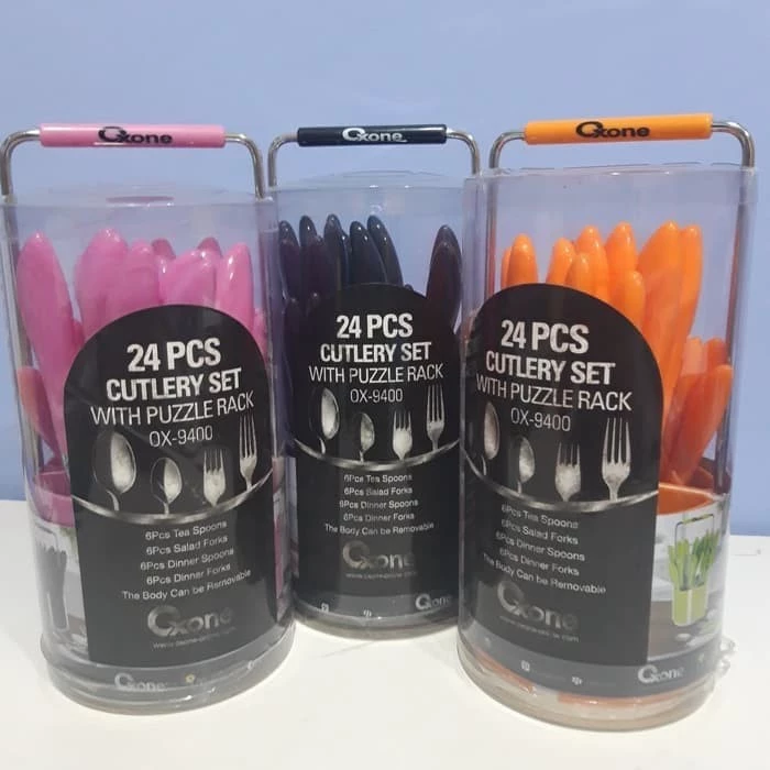Oxone 24pcs Cutlery Set With Rack Sendok Garpu Makan OX9400 MultiColor