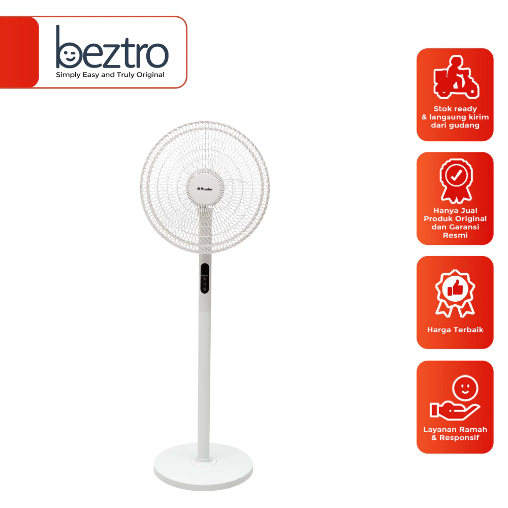 Miyako Kipas Angin Berdiri KAS-1697 DRW - Stand Fan 16 inch Smart Touch 40 Watt KAS1697DR White