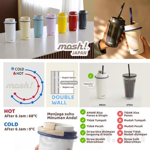Mosh Straw Latte Tumbler 480ML IVORY & Mosh Food Pot 350ML WHITE
