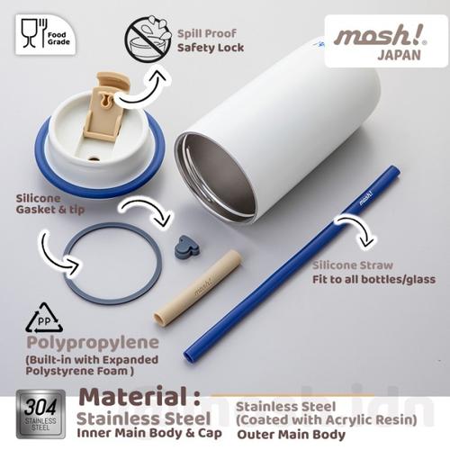 Mosh Straw Latte Tumbler 480ML IVORY & Mosh Food Pot 350ML WHITE
