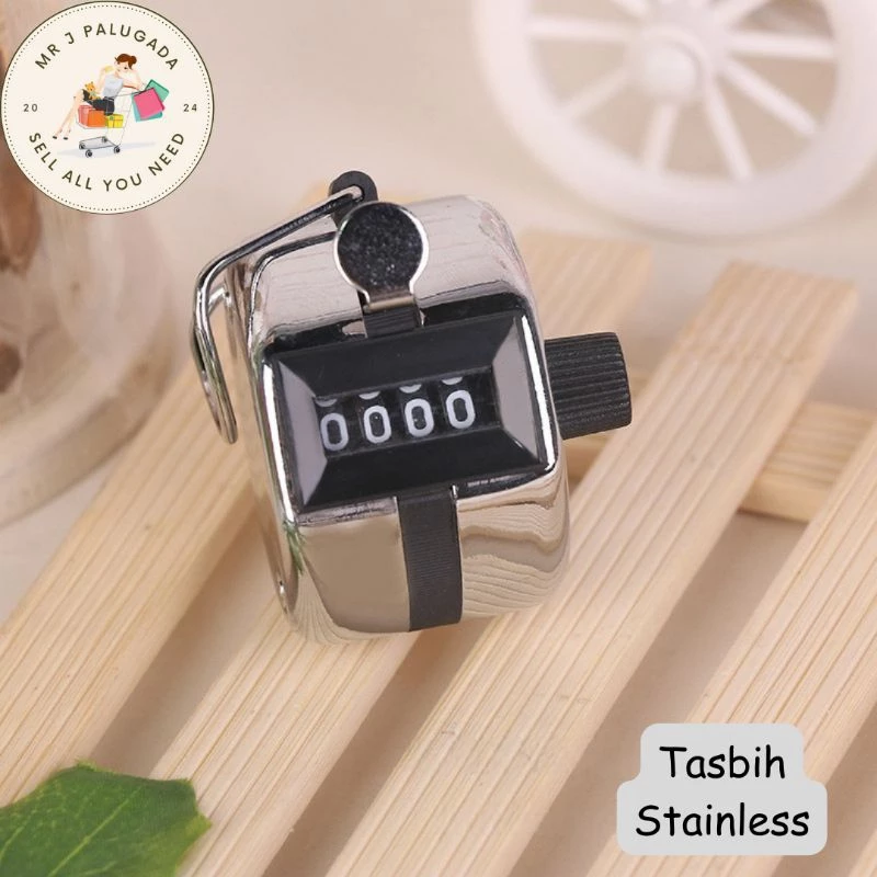 [Mr J] Tasbih Alat Hitung Digital Tanpa Baterai 4 digit Hand Tally Counter Stainless