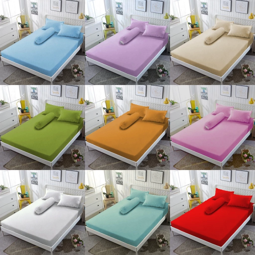 EMMEHOME - Sprei Saja Polos 180x200 / 160x200 / 120x200 Tinggi 20 Bahan Katun Lembut Adem Anti Geser