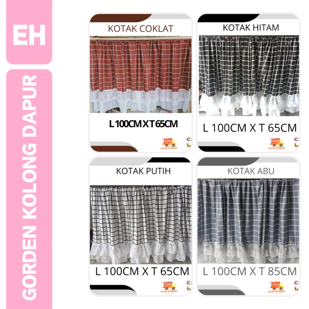 EMMEHOME - Gorden Kolong Dapur Aesthetic Murah FREE Renda 65x85
