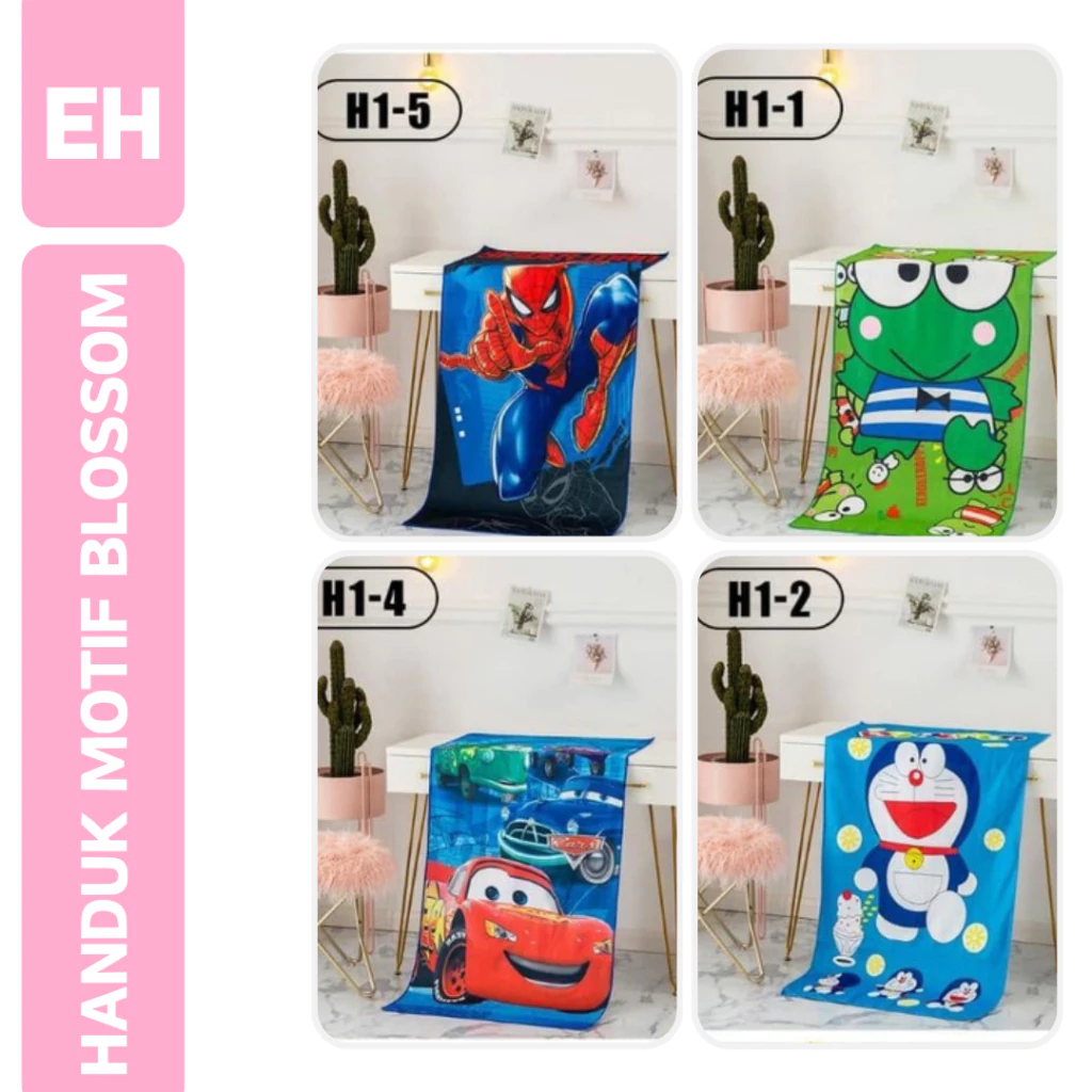 EMMEHOME - Handuk Mandi Anak Tebal Motif Karakter 70x140 Blossom