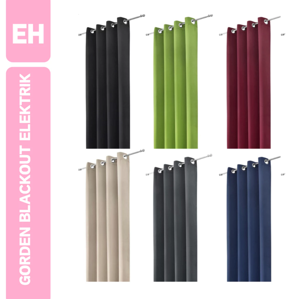 EMMEHOME - Gorden Pintu Jendela Polos FULL Blackout Premium Import Tebal 130x220