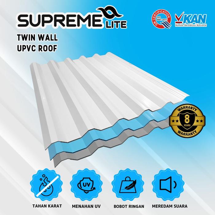 Atap uPVC Supreme Lite Twinwall Tebal 8mm BERGARANSI