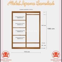 Lemari Pakaian 2 Pintu Sliding Kaca Kayu Jati Minimalis Almari Rak Pakaian 2 Laci Serbaguna