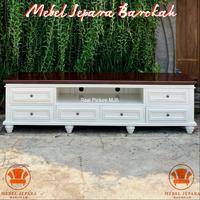 Bufet TV Meja TV Kayu Jati Duco Minimalis Kabinet TV Laci Klasik Panjang 200 cm 
