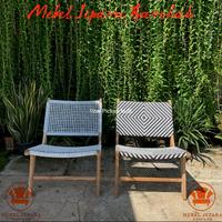 Kursi Santai Teras Rotan Sintetis Kombinasi Kayu Jati Kursi Tamu Minimalis - Mentah
