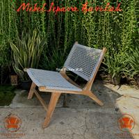 Kursi Santai Teras Rotan Sintetis Kombinasi Kayu Jati Kursi Tamu Minimalis - Mentah