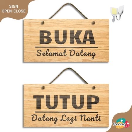 TENNESY PAJANGAN SIGN OPEN CLOSE TOKO 30x15CM HIASAN DINDING GANTUNG WALL DECOR PAJANGAN POSTER