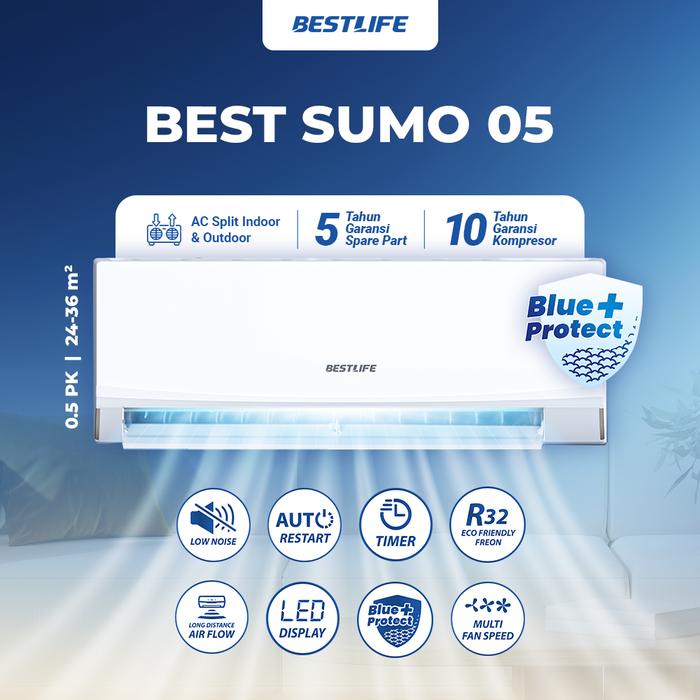 BESTLIFE Official Store - Air Conditioner Split 05 SUMO - AC Split 0.5 pk | AC Indoor Outdoor